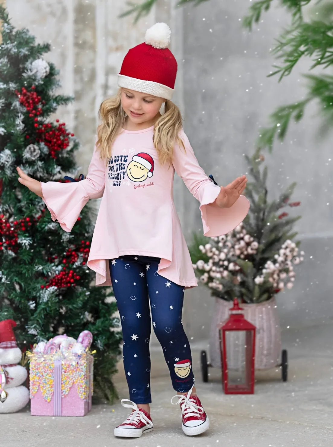 SmileyWorld Too Cute Ruffled Tunic Top and Legging Set