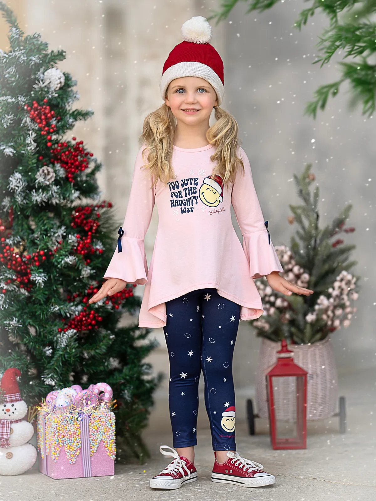 SmileyWorld Too Cute Ruffled Tunic Top and Legging Set