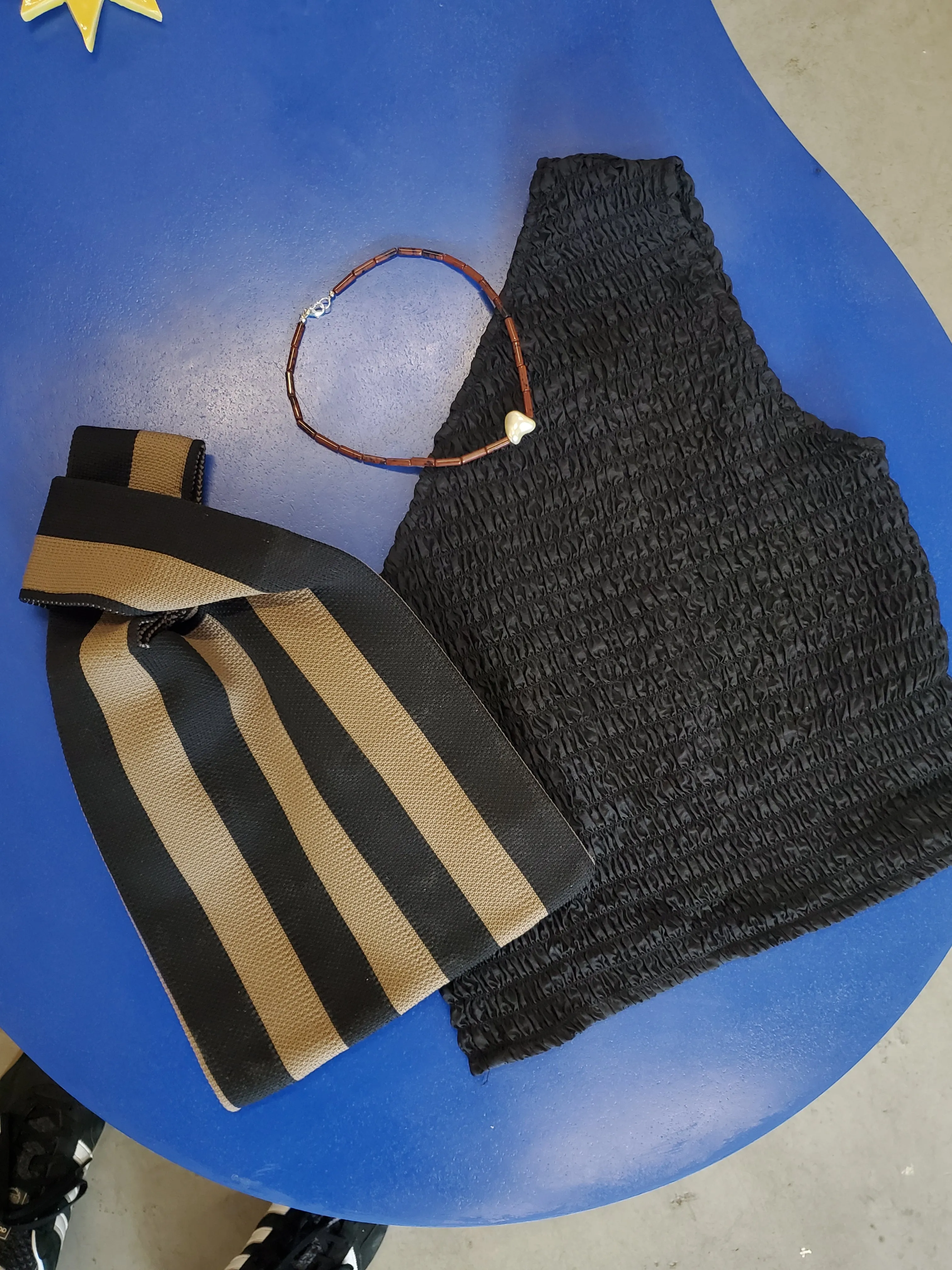 Smocked One Shoulder Top - Black