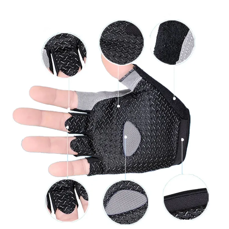 Summer Men Women Fitness Gloves Gym Weight Lifting Cycling Yoga Training Thin Breathable Antiskid Half Finger Gloves, Size:M(Gray)