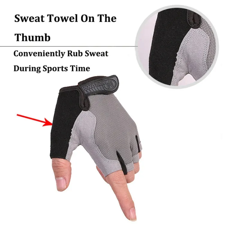 Summer Men Women Fitness Gloves Gym Weight Lifting Cycling Yoga Training Thin Breathable Antiskid Half Finger Gloves, Size:M(Gray)