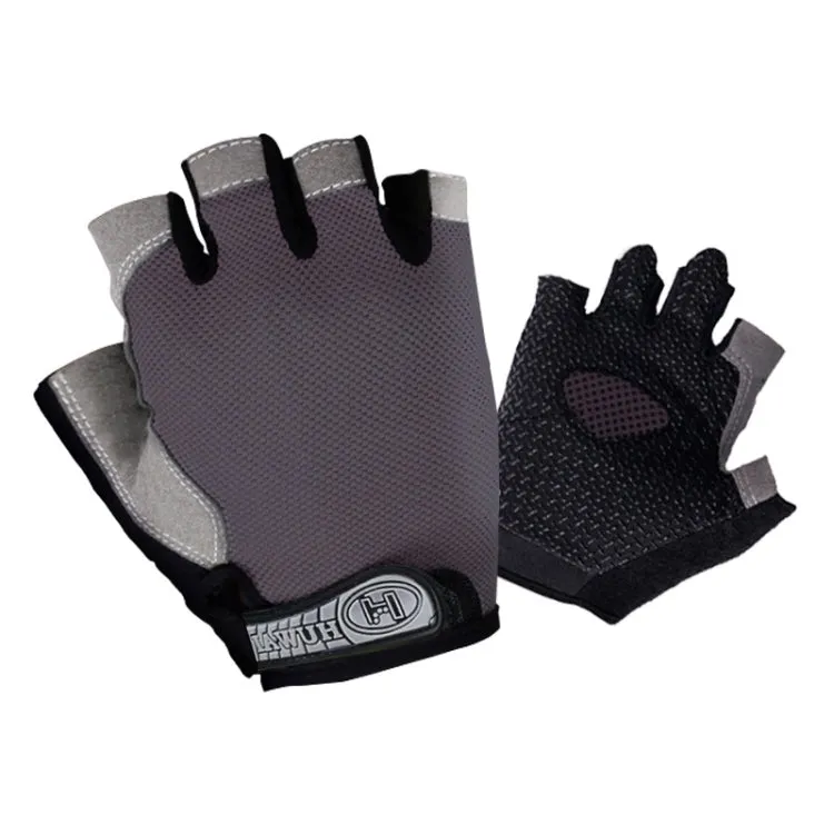 Summer Men Women Fitness Gloves Gym Weight Lifting Cycling Yoga Training Thin Breathable Antiskid Half Finger Gloves, Size:M(Gray)