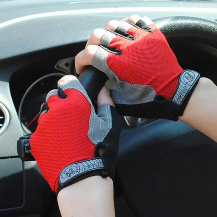Summer Men Women Fitness Gloves Gym Weight Lifting Cycling Yoga Training Thin Breathable Antiskid Half Finger Gloves, Size:M(Gray)