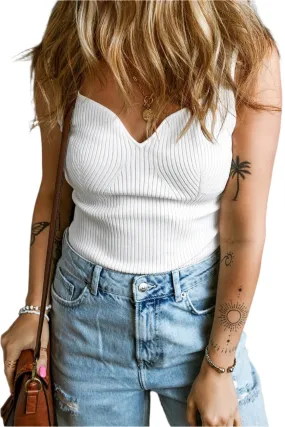 TEEK - White Sweetheart Neck Wide Strap Tank