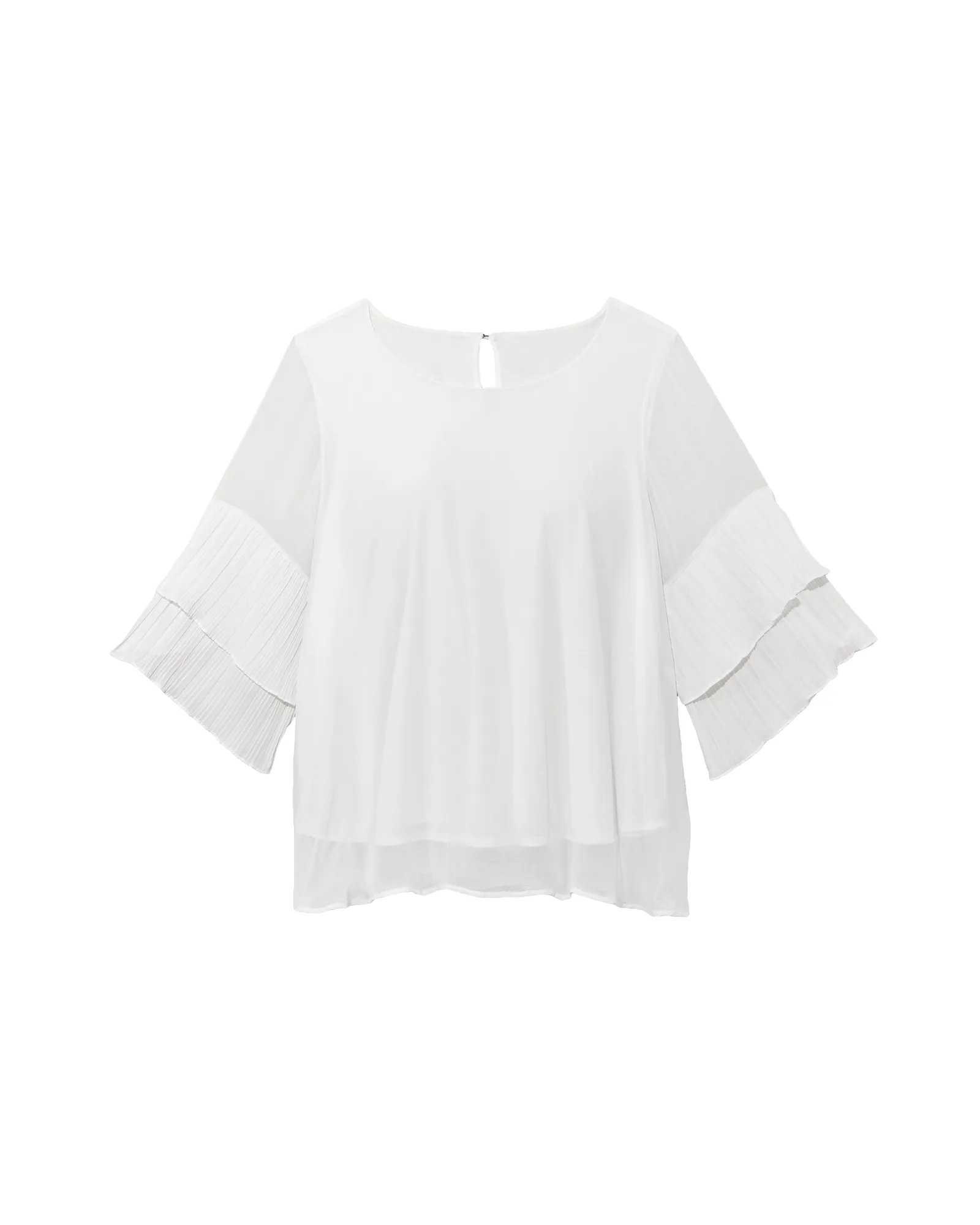 Teresa 3/4 Tiered Flare Sleeve Blouse | White