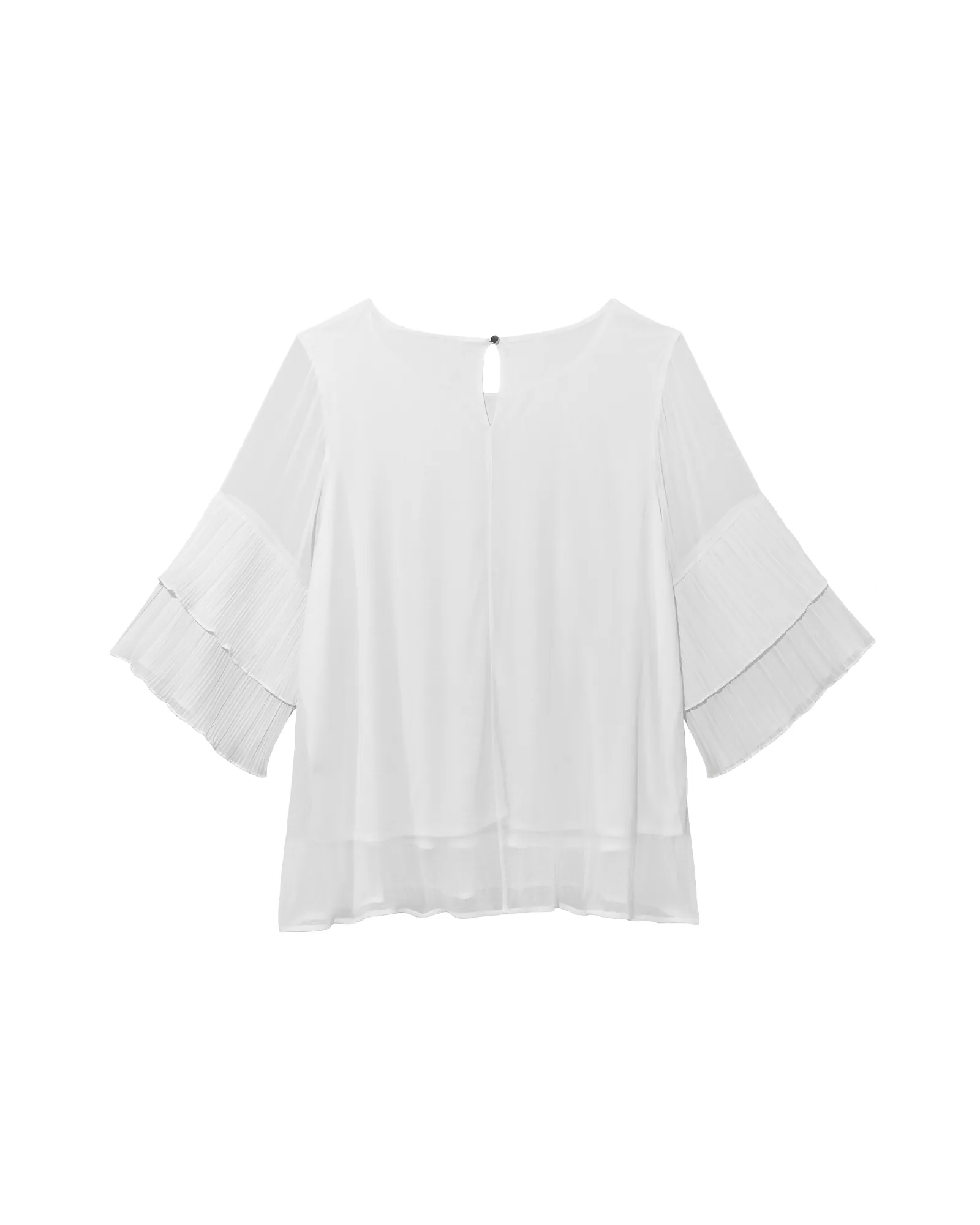 Teresa 3/4 Tiered Flare Sleeve Blouse | White
