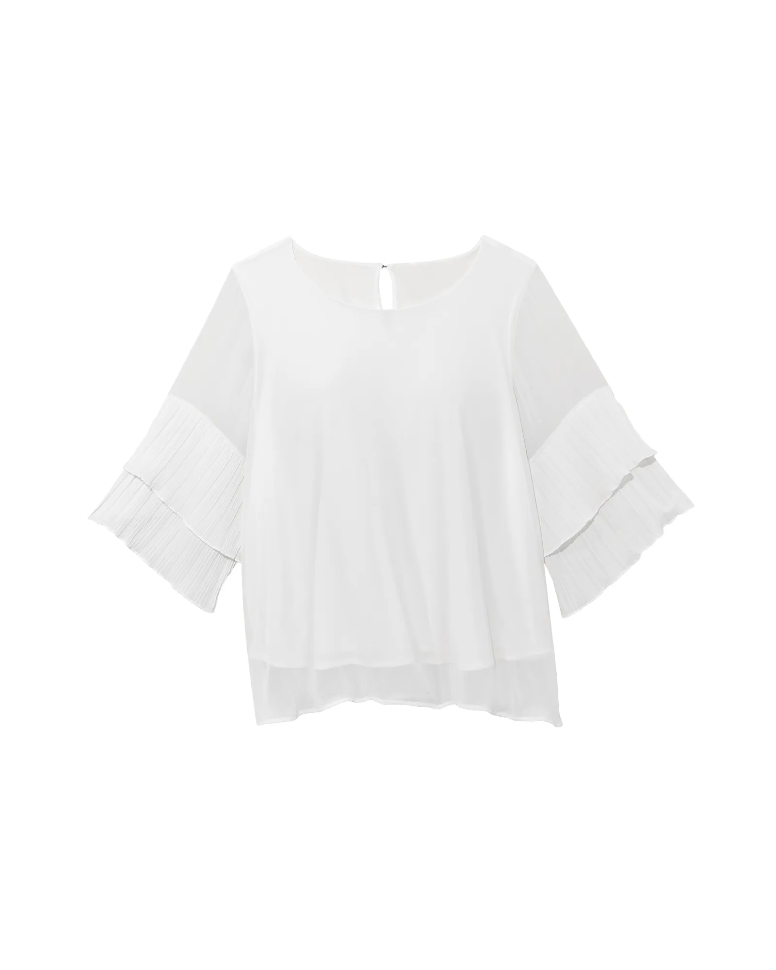 Teresa 3/4 Tiered Flare Sleeve Blouse | White