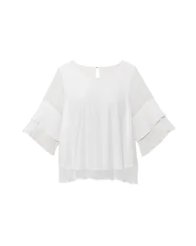 Teresa 3/4 Tiered Flare Sleeve Blouse | White