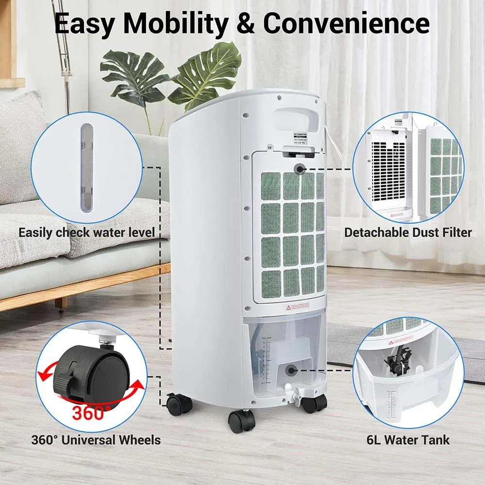 TheLAShop 65W Portable Evaporative Air Cooler Remote Control 6L Tank