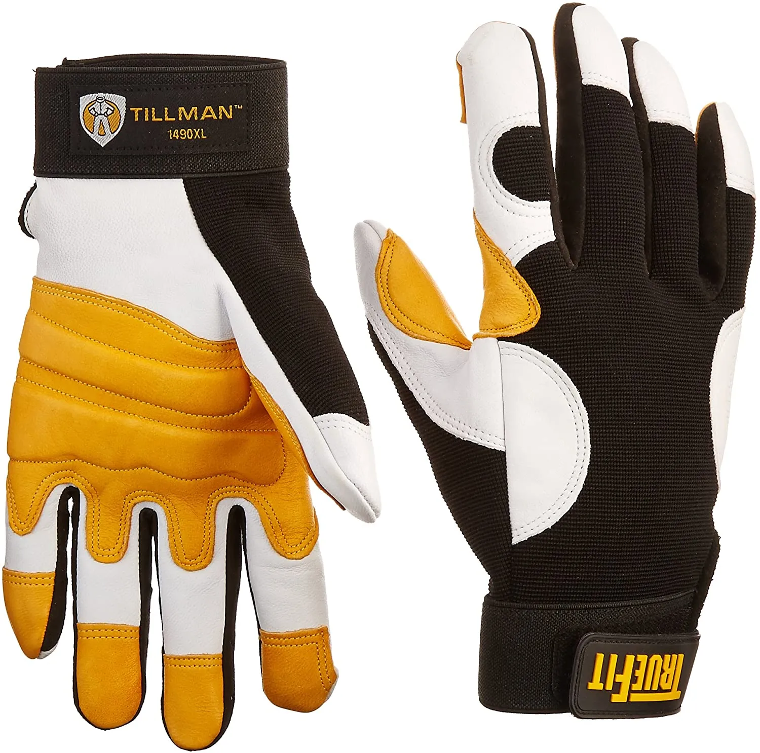 Tillman TrueFit Goatskin and Spandex Full Finger Mechanics Gloves with ElasticHook and Loop Cuff