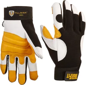 Tillman TrueFit Goatskin and Spandex Full Finger Mechanics Gloves with ElasticHook and Loop Cuff
