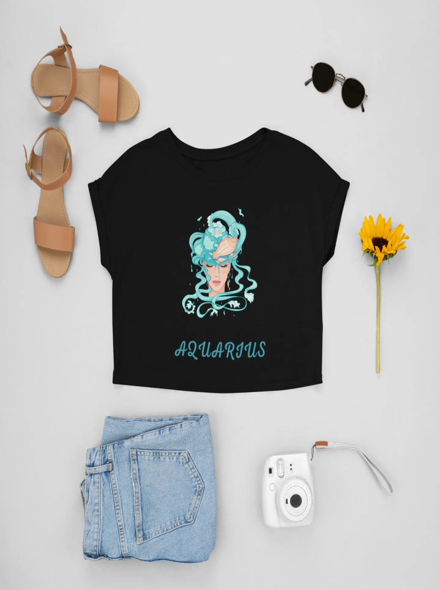 Trendy Women's Stellar Aquarius Crop Top
