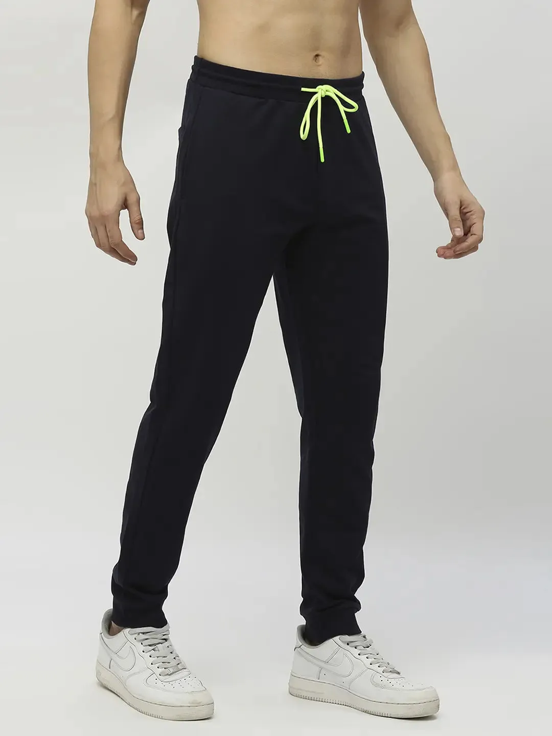 Underjeans By Spykar Men Premium Navy Blue Cotton Joggers Trackpant