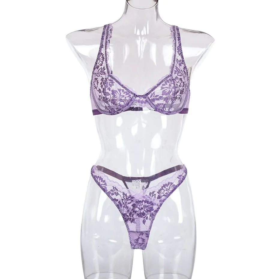 VenusFox Lynmiss Sexy Lingerie Set Women Underwear Lace Sensual Lingerie Erotic Bra Panties Suit Female Sex Flower Rose Underwear Suit