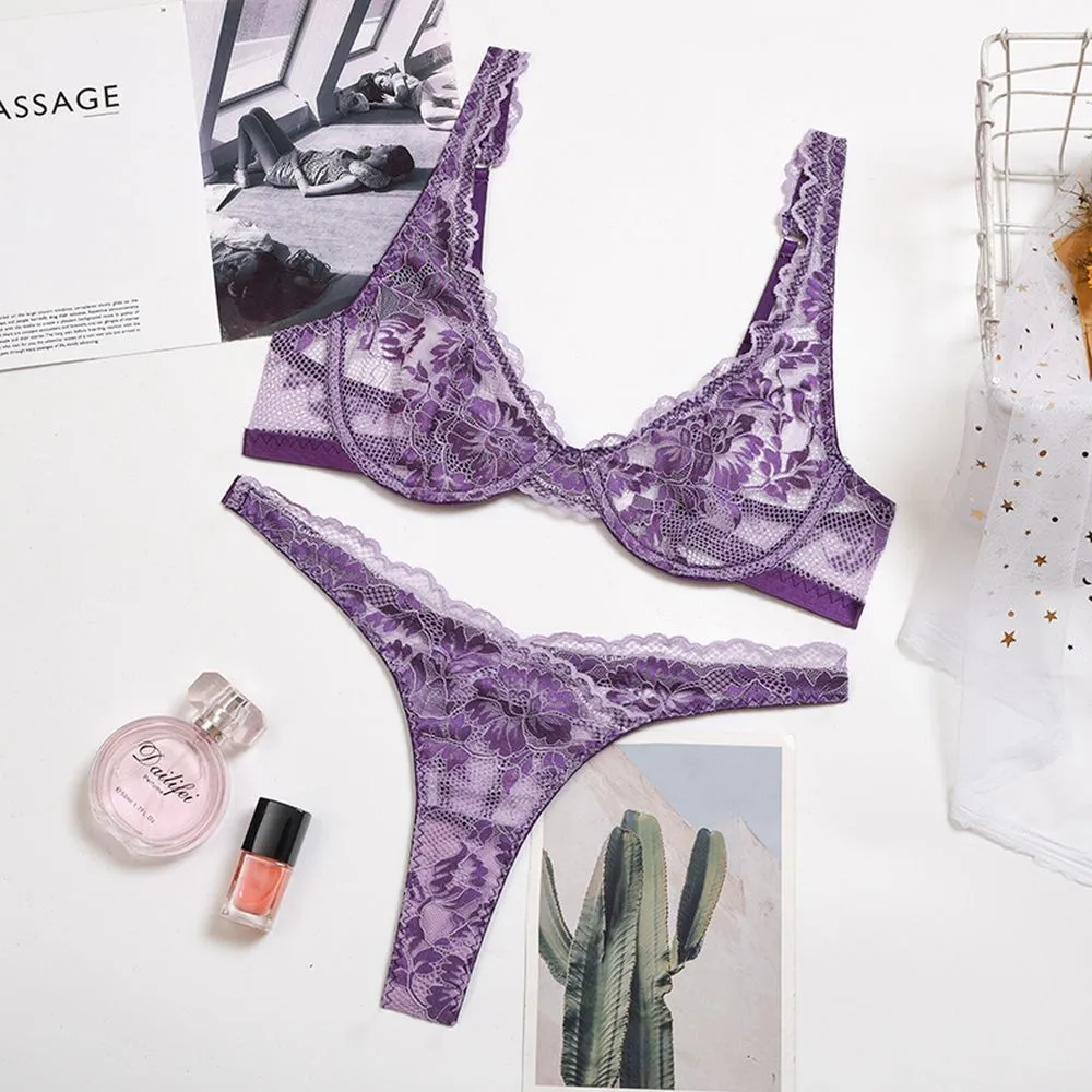 VenusFox Lynmiss Sexy Lingerie Set Women Underwear Lace Sensual Lingerie Erotic Bra Panties Suit Female Sex Flower Rose Underwear Suit