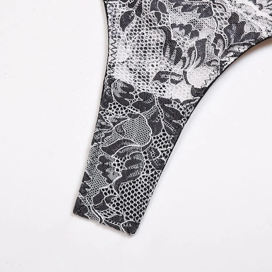 VenusFox Lynmiss Sexy Lingerie Set Women Underwear Lace Sensual Lingerie Erotic Bra Panties Suit Female Sex Flower Rose Underwear Suit