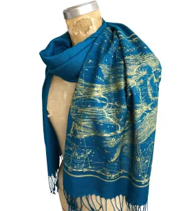 Virgo Scarf, Zodiac Constellation Linen-Weave Pashmina