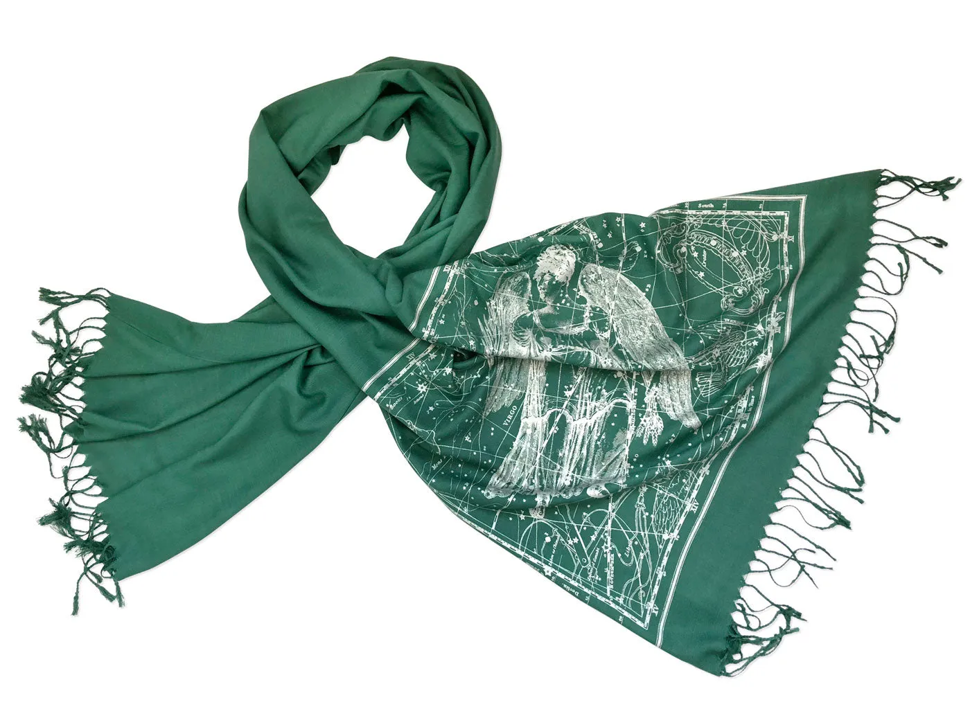 Virgo Scarf, Zodiac Constellation Linen-Weave Pashmina