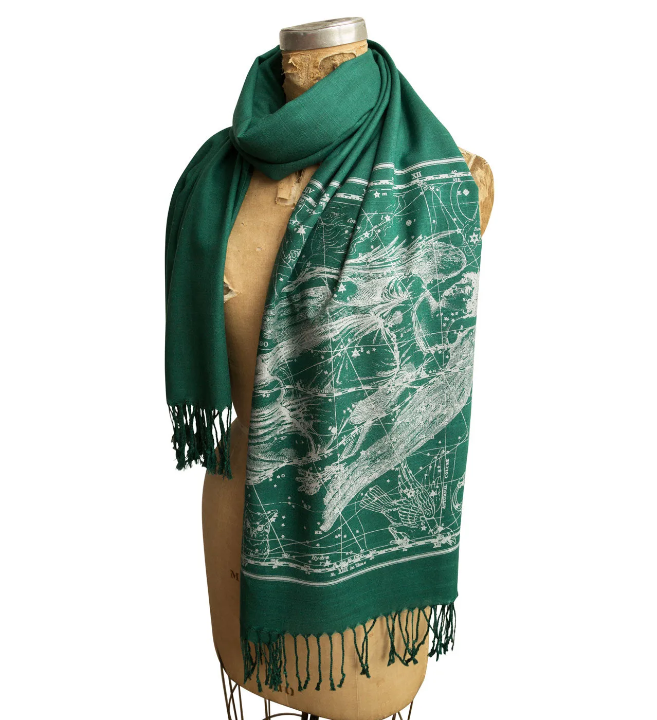 Virgo Scarf, Zodiac Constellation Linen-Weave Pashmina