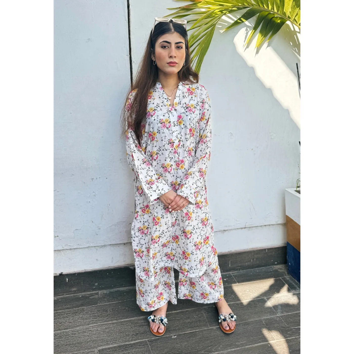 White Floral Co-Ord Matching Set