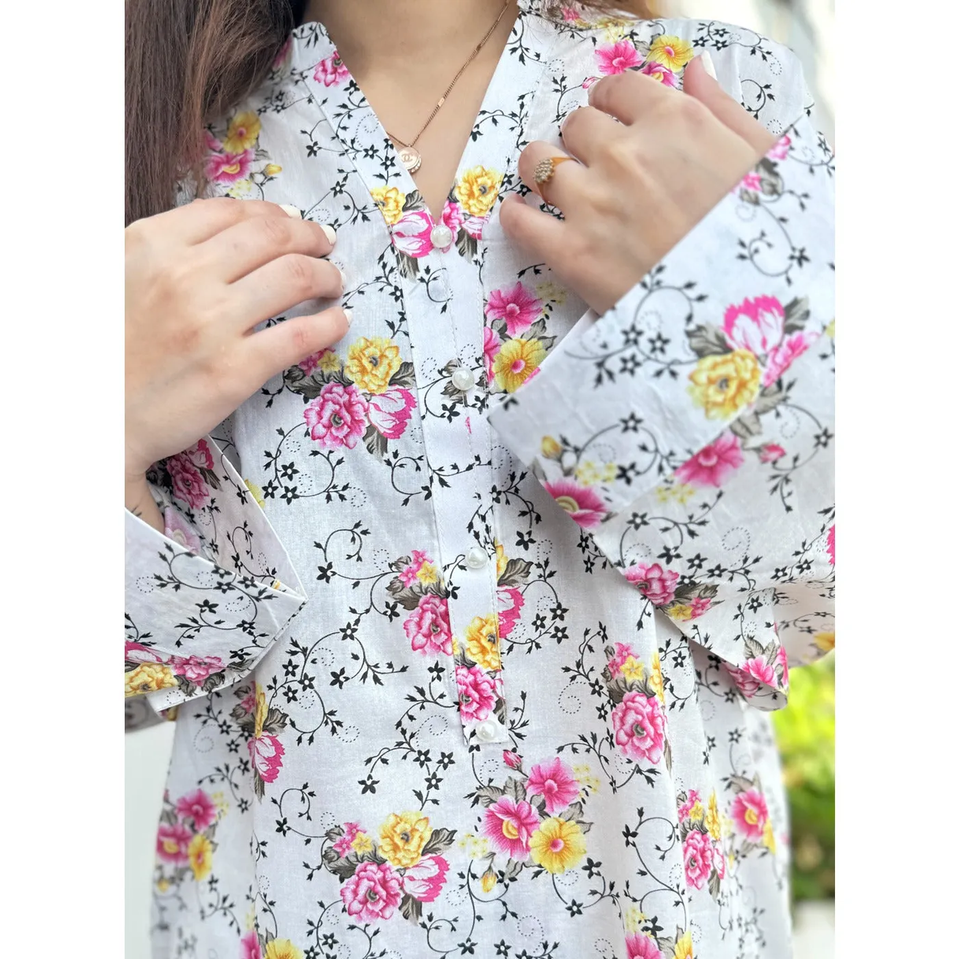White Floral Co-Ord Matching Set