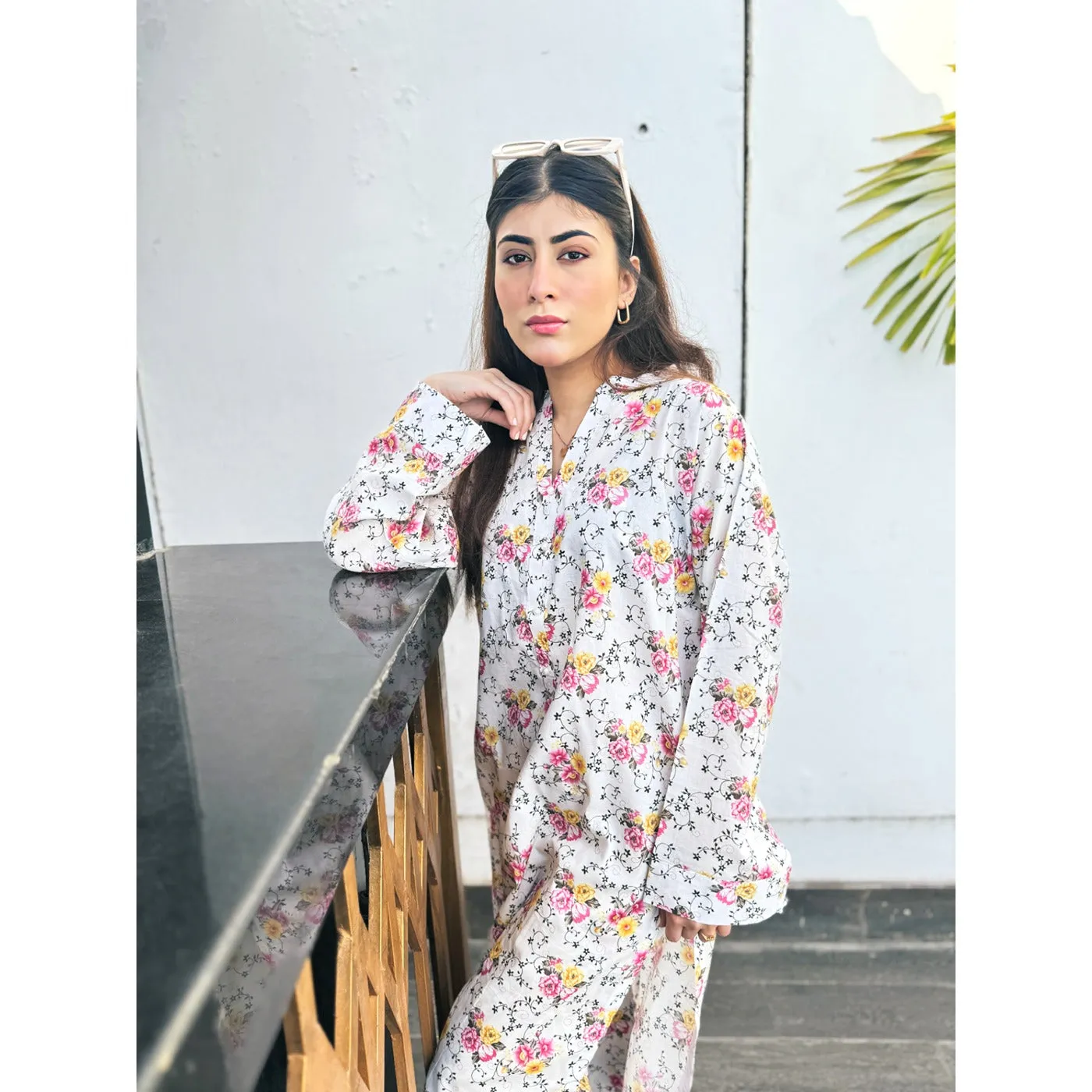 White Floral Co-Ord Matching Set