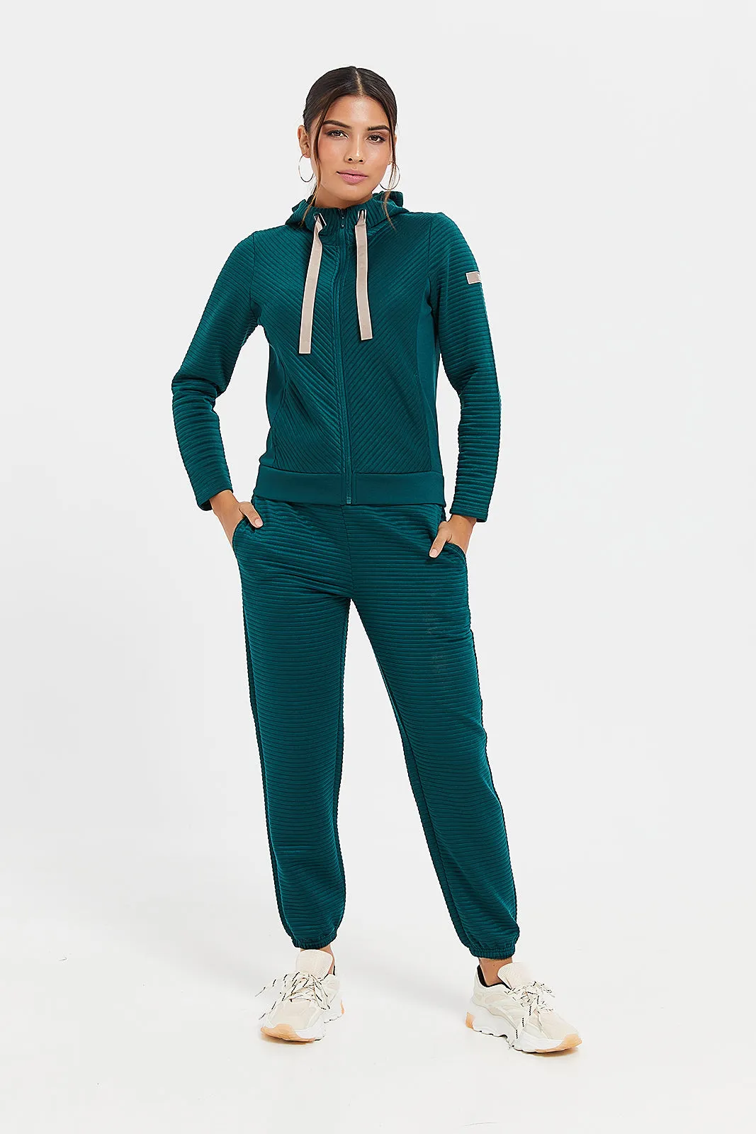 Women Green Plain Joggers