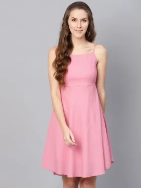 Women Pink Strappy Short Dress
