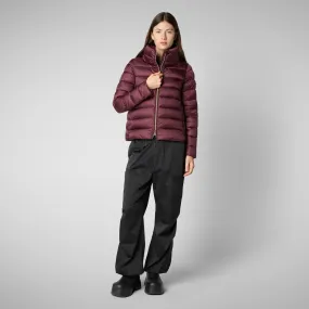 Women's Animal free Puffer Jacket Elsie  in Burgundy Black