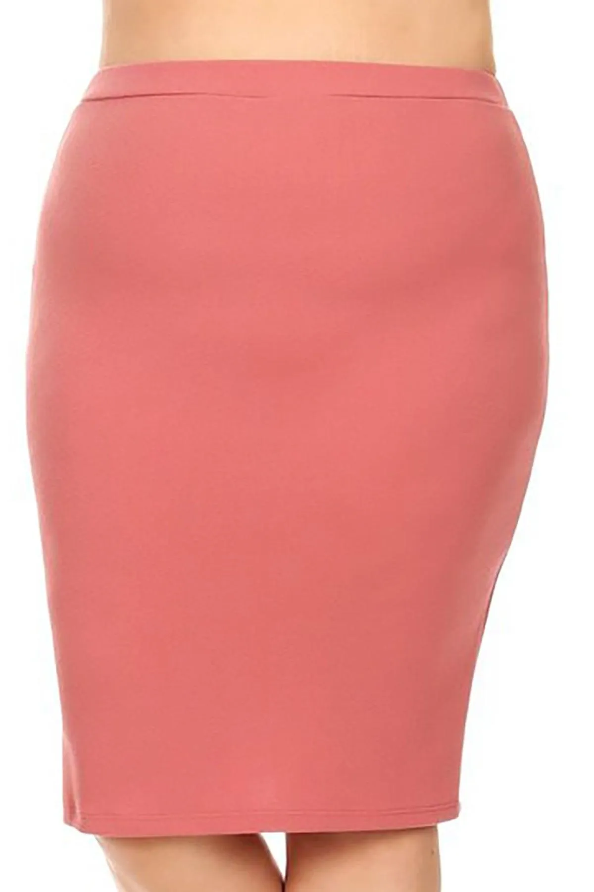 Women's Plus Size Casual High Waist Stretch Pull On Bodycon Pencil Midi Skirt