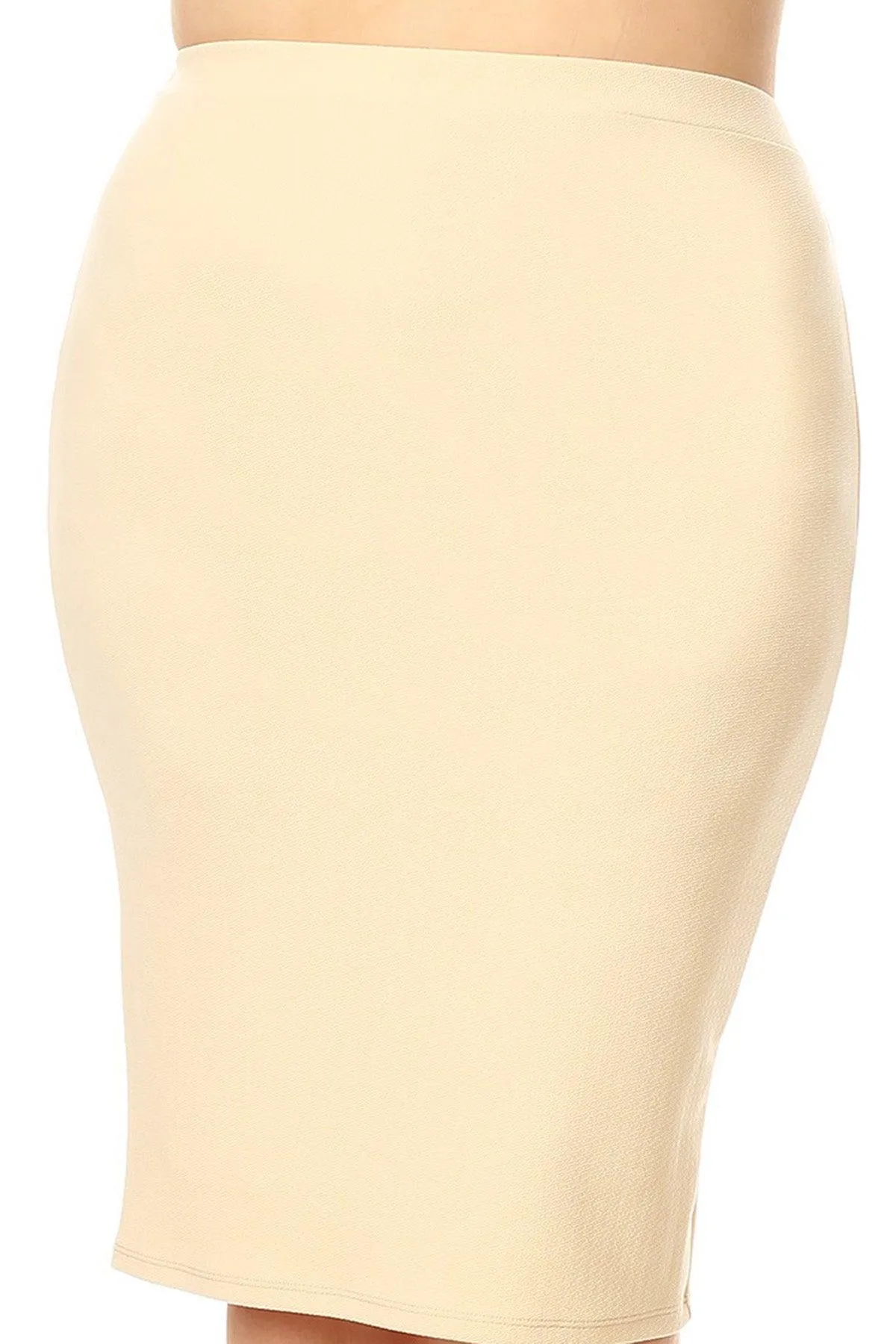 Women's Plus Size Casual High Waist Stretch Pull On Bodycon Pencil Midi Skirt
