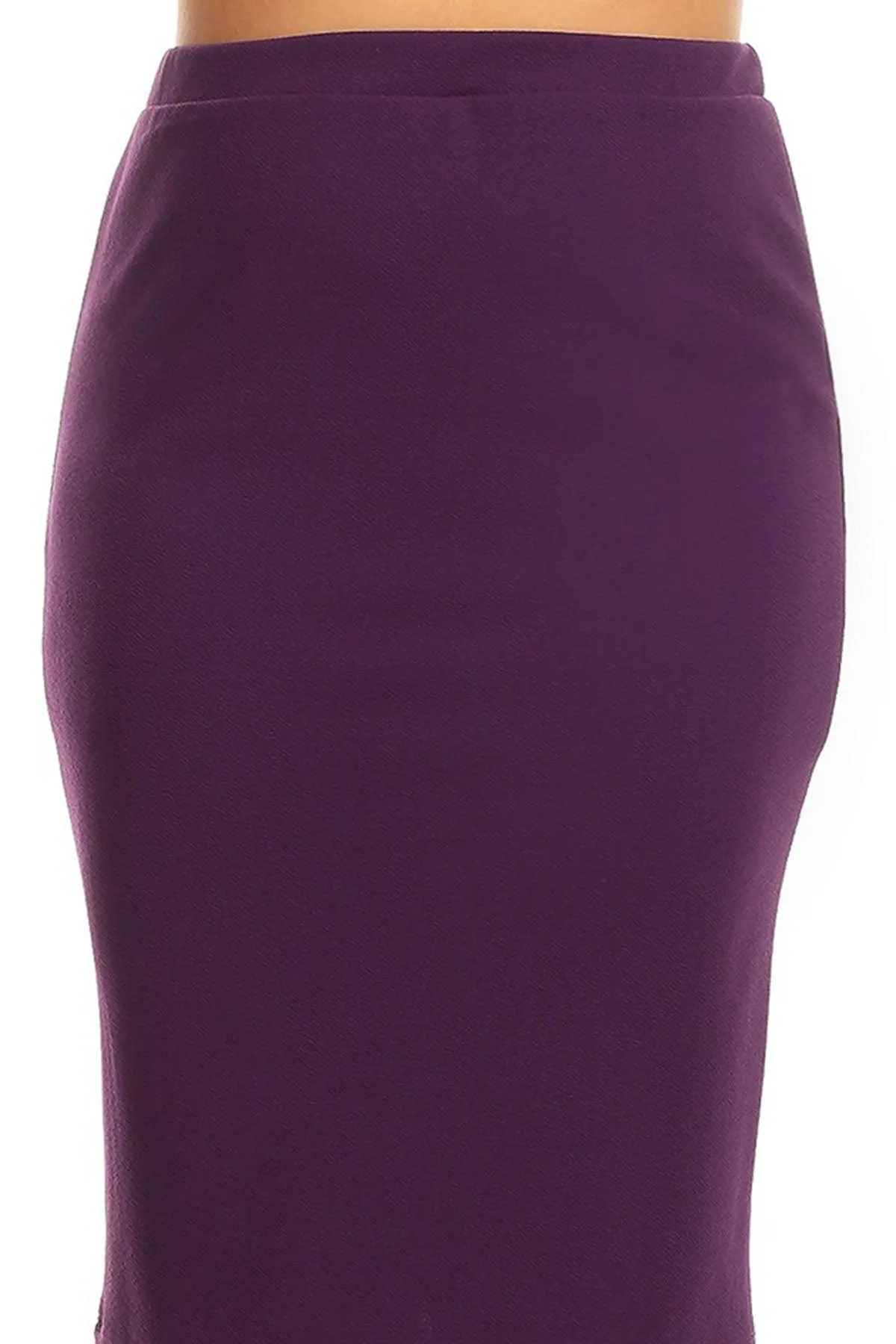 Women's Plus Size Casual High Waist Stretch Pull On Bodycon Pencil Midi Skirt