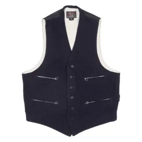 WOOLRICH Waistcoat Knit Gilet Blue Womens M