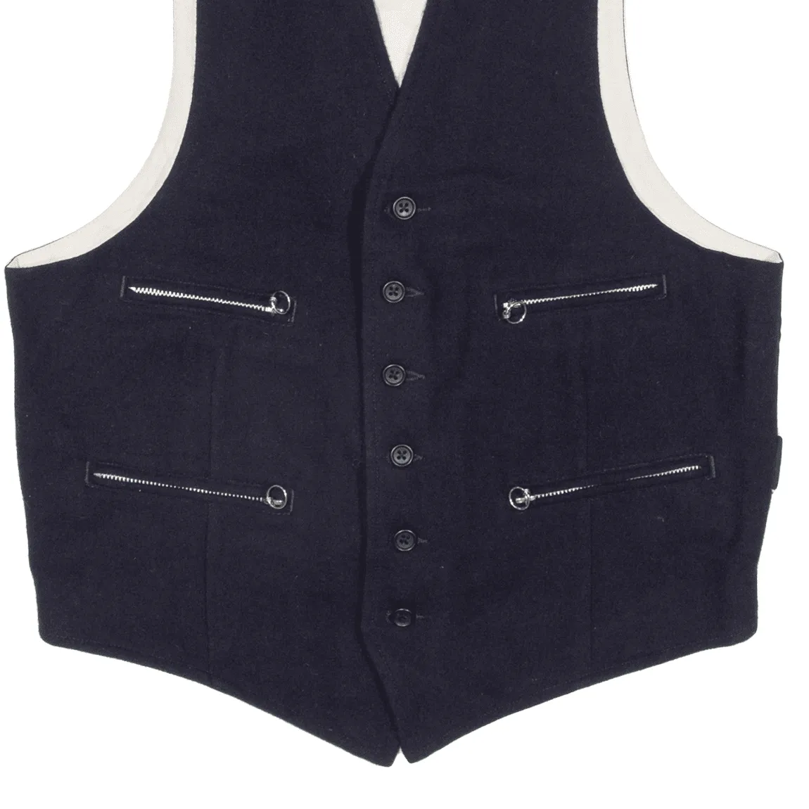 WOOLRICH Waistcoat Knit Gilet Blue Womens M