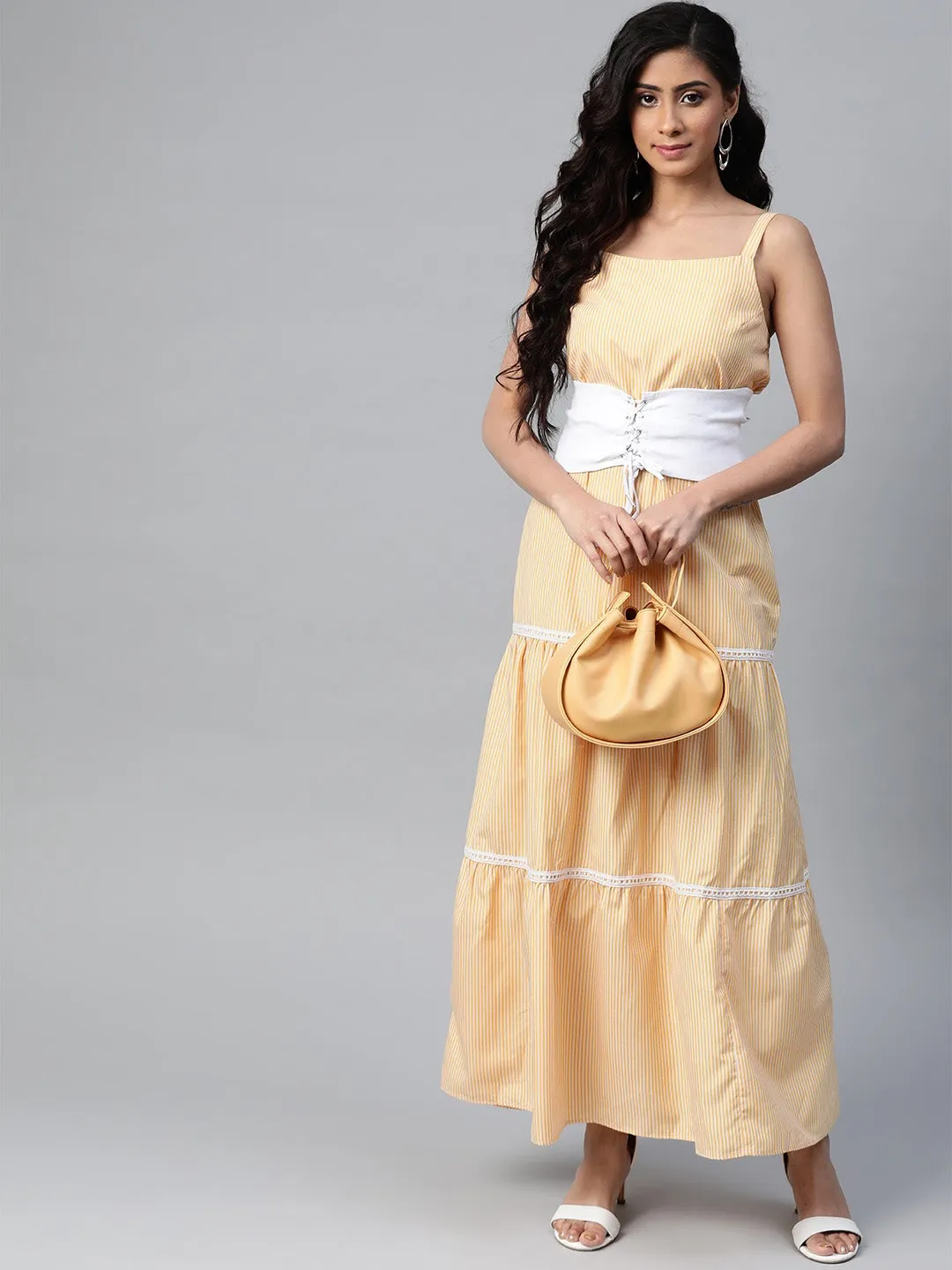 Yellow Stripes Strappy Maxi Dress